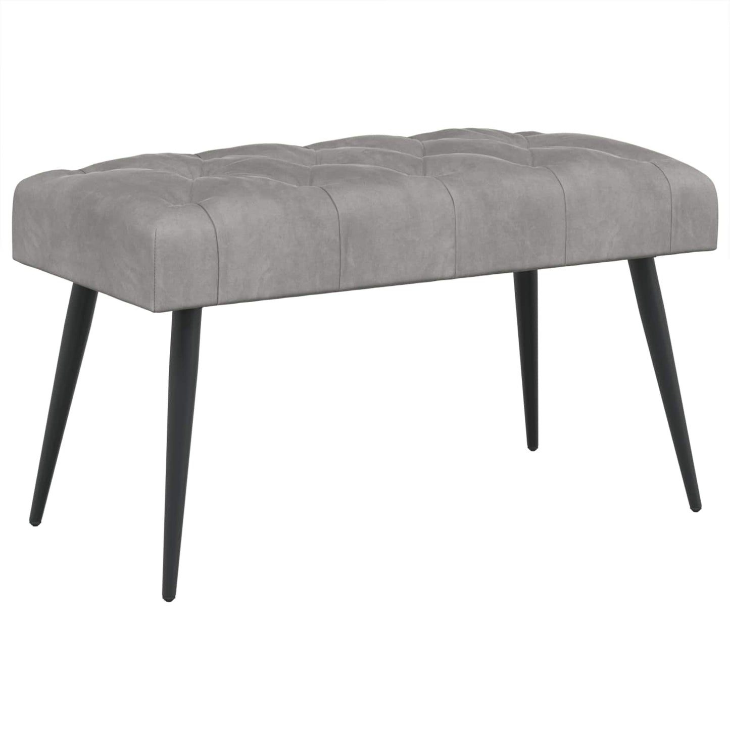 Bænk med knap tufting Lysegrå 80 x 40 x 46 cm Fløjl