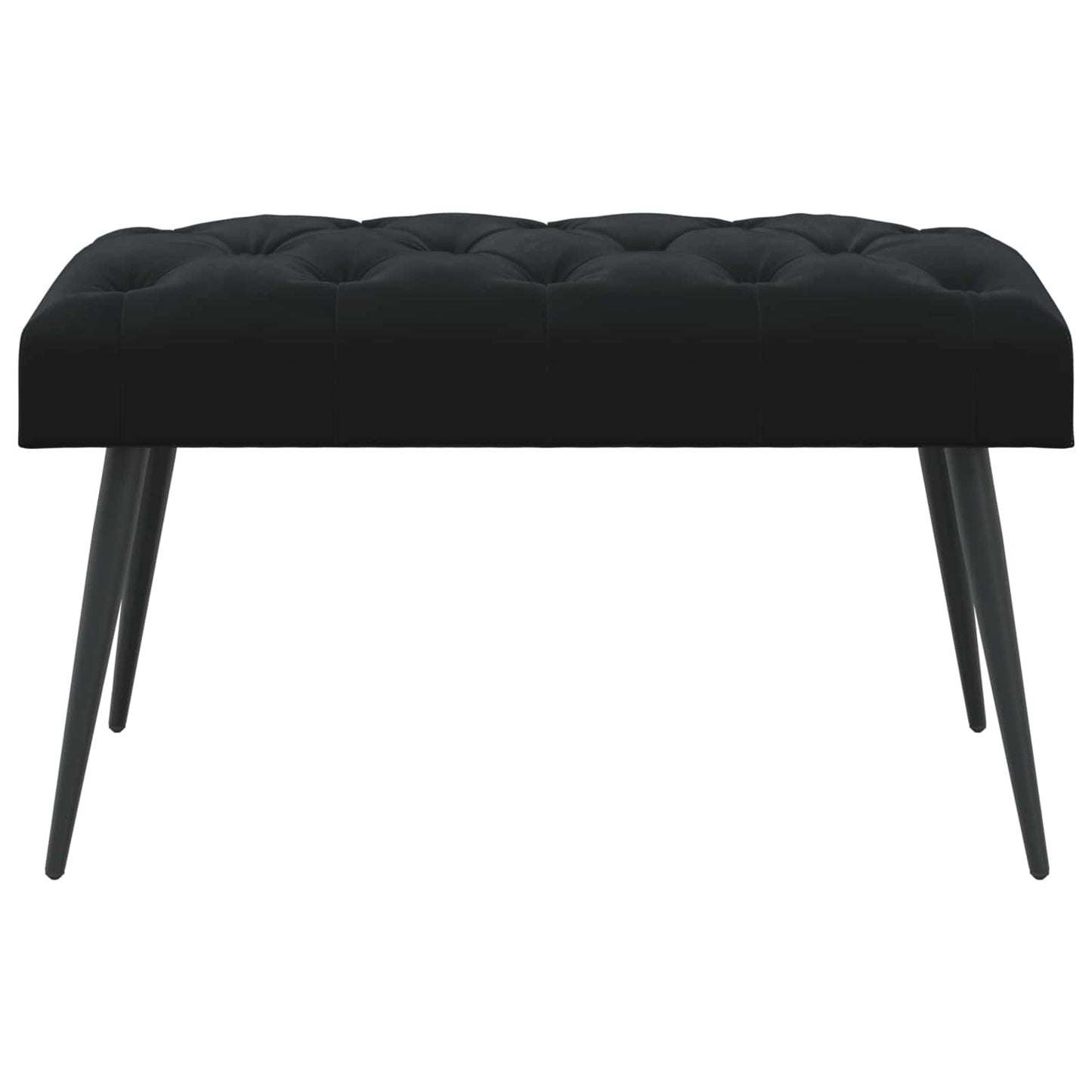 Bænk med knap tufting Sort 80 x 40 x 46 cm Fløjl