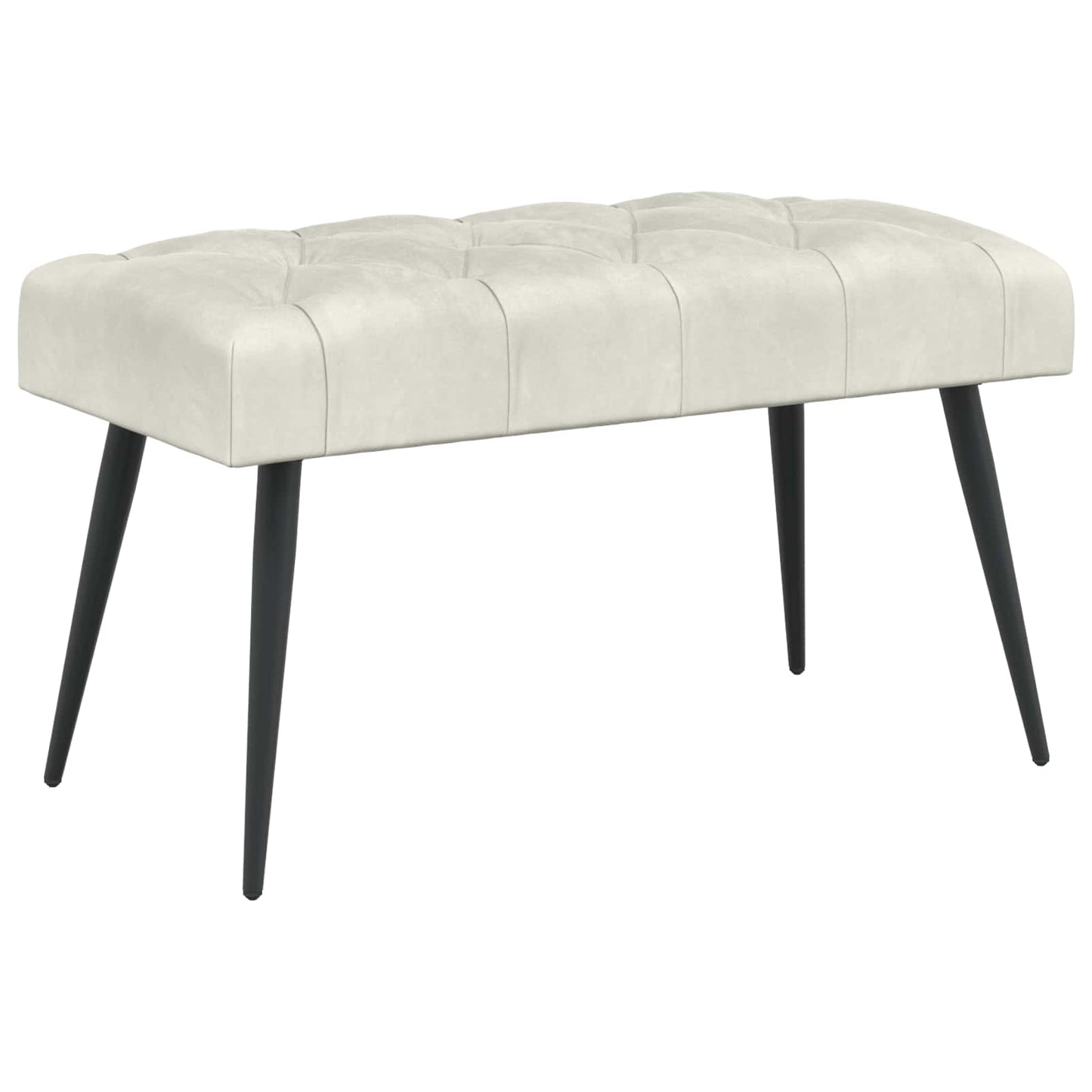 Bænk med knap tufting Cremefarvet 80 x 40 x 46 cm Fløjl