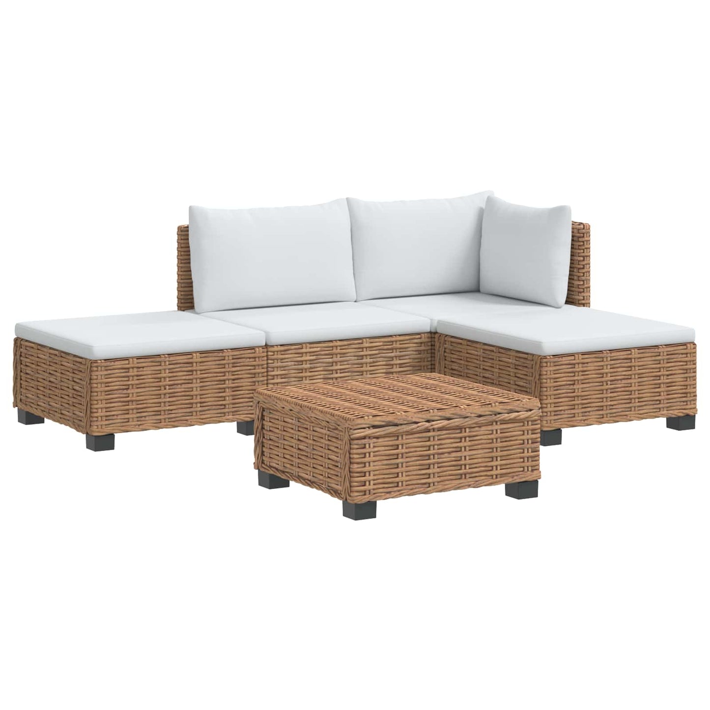 4 stk. Rattan Loungesæt med Puder GENDT Naturlig rattan