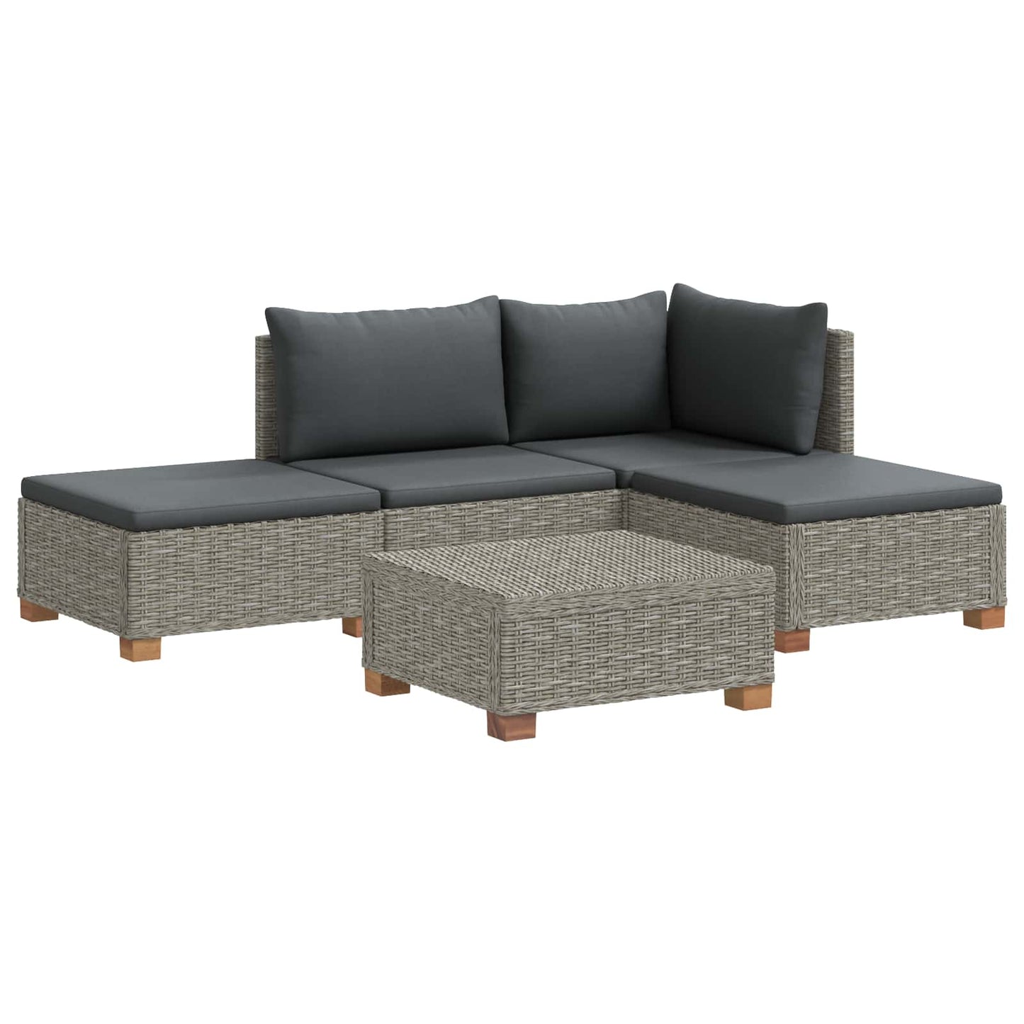 4 stk. Rattan Loungesæt med Puder GENDT Naturlig rattan