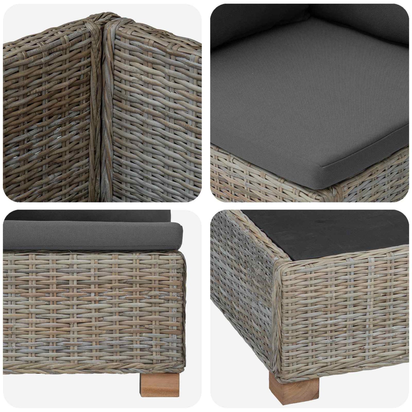 6 stk. Rattan Loungesæt med Puder GENDT Naturlig rattan