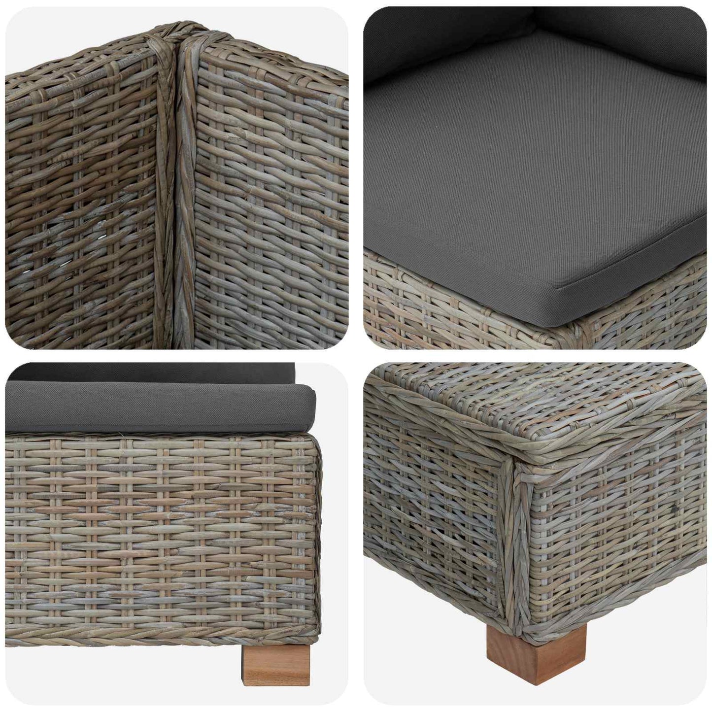 8 stk. Rattan Loungesæt med Puder GENDT Naturlig rattan