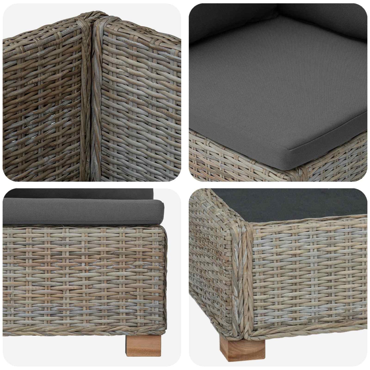 7 stk. Rattan Loungesæt med Puder GENDT Naturlig rattan