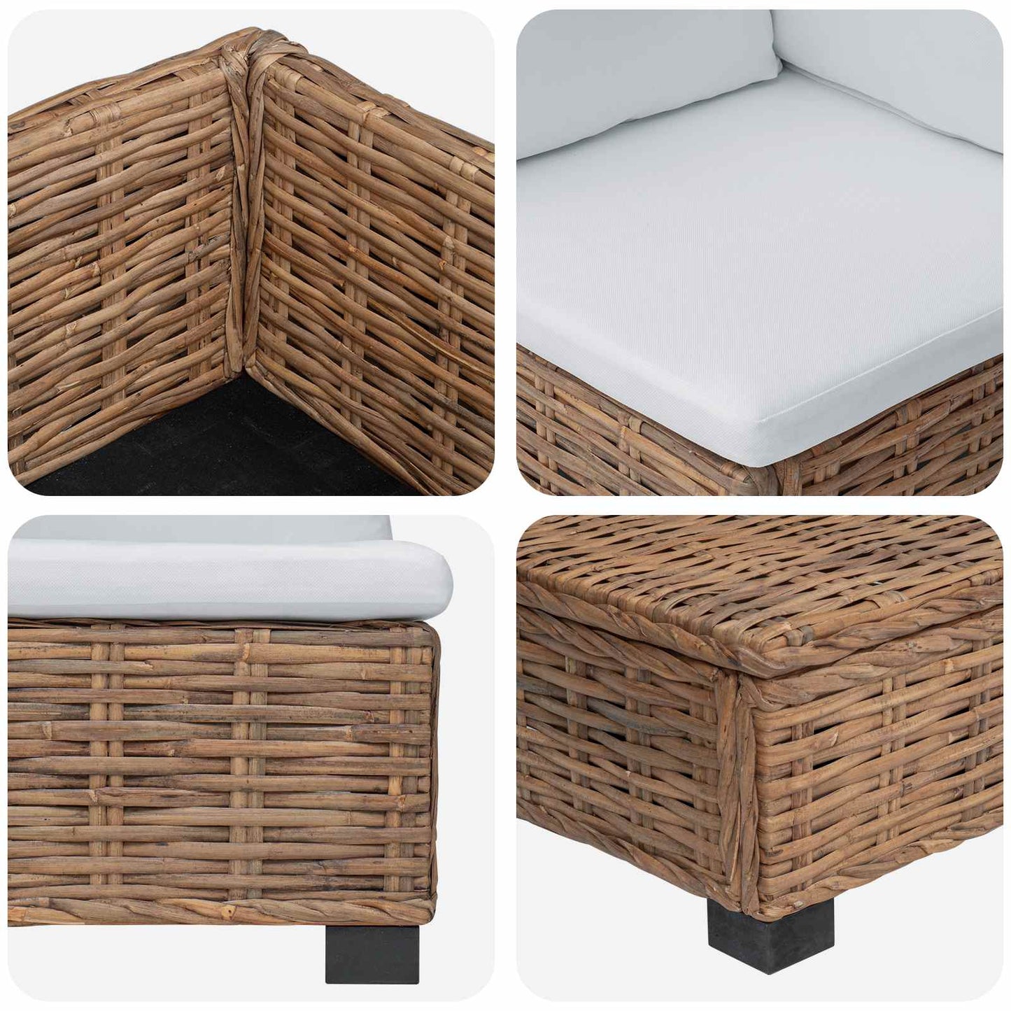 3 stk. Rattan Loungesæt med Puder GENDT Naturlig rattan