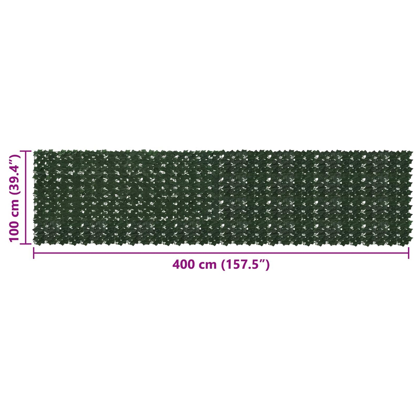 Altanscreen med blade Mørkegrøn 400 x 100 cm