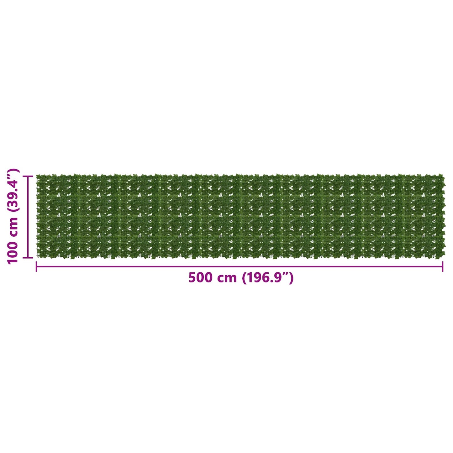 Altanscreen med blade Grøn 500 x 100 cm Polyethylen og stof