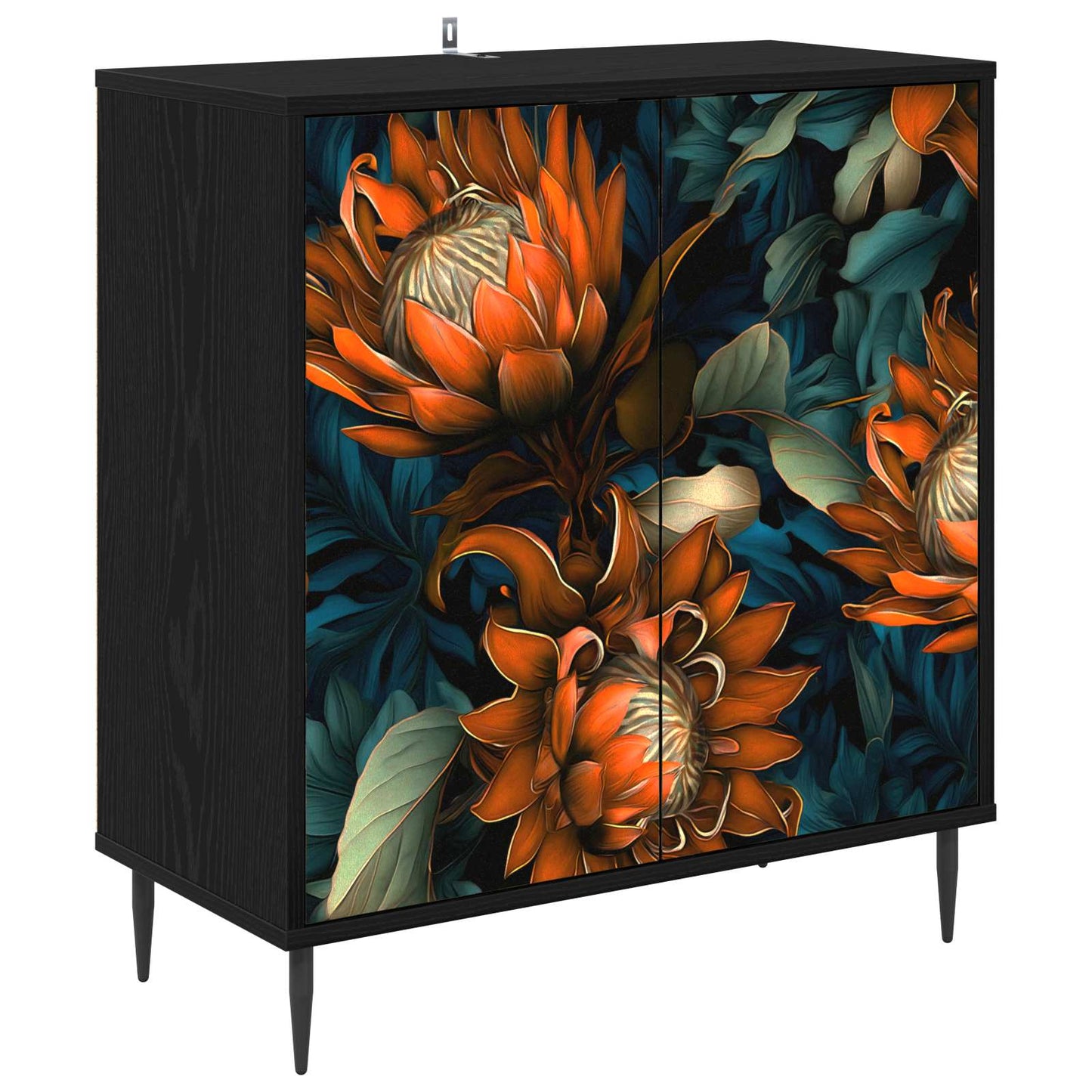Sideboard LOCHEM Sort eg 69 x 33 x 76 cm Konstrueret træ