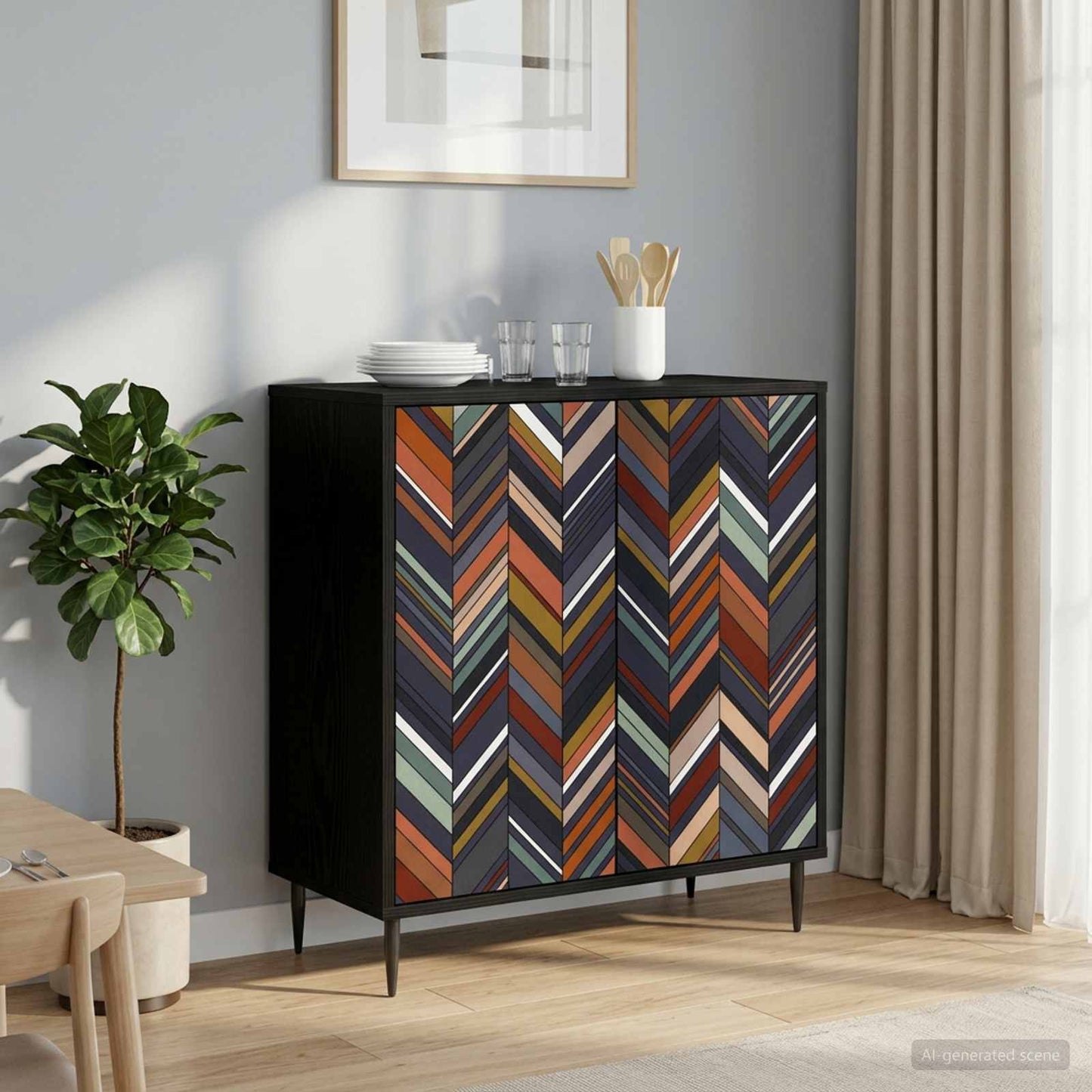 Sideboard OMMEN Sort eg 69 x 33 x 76 cm Konstrueret træ