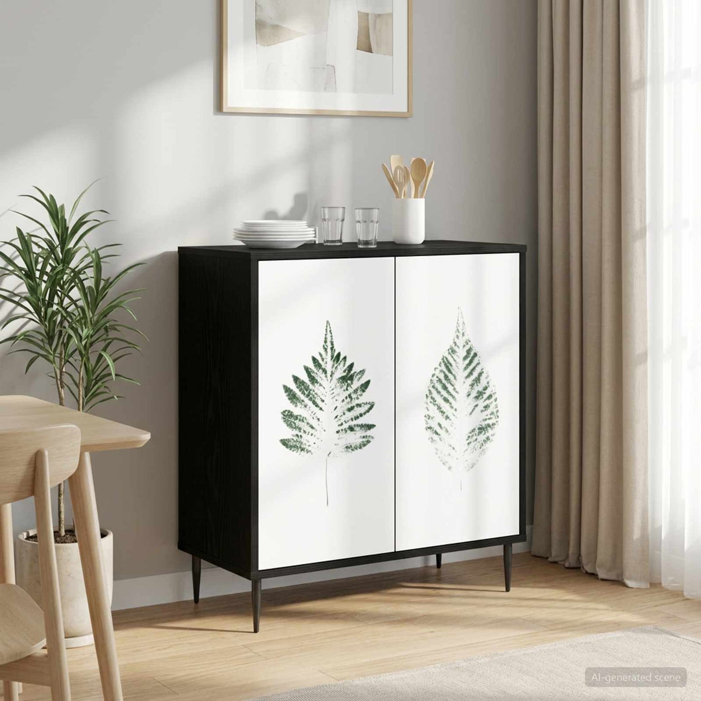 Sideboard HANAU Sort eg 69 x 33 x 76 cm Konstrueret træ