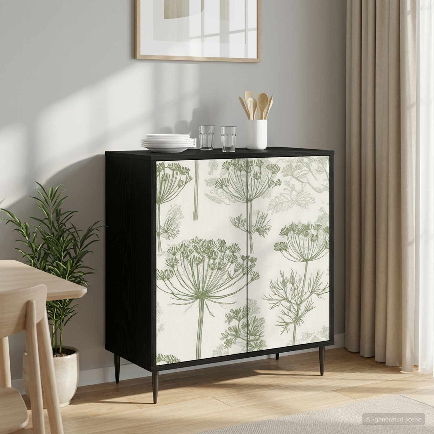 Sideboard GOTHA Sort eg 69 x 33 x 76 cm Konstrueret træ