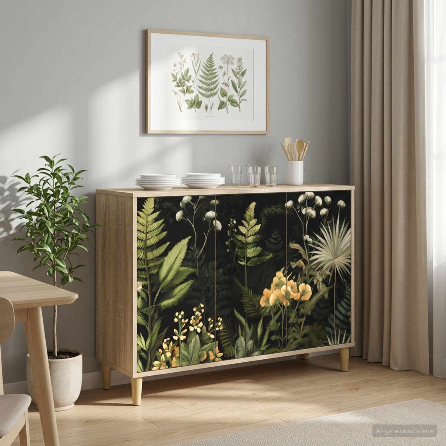 Sideboard RHENEN Sonoma-eg 102 x 33 x 75 cm Konstrueret træ
