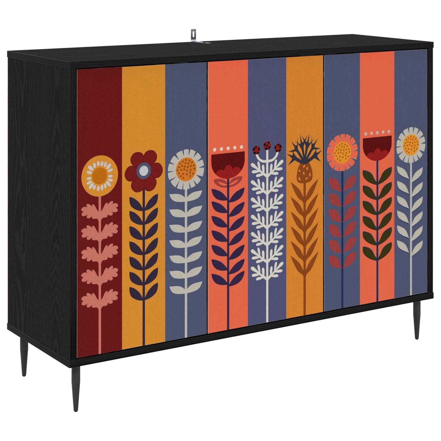 Sideboard ESSEN Sort eg 102 x 33 x 76 cm Konstrueret træ