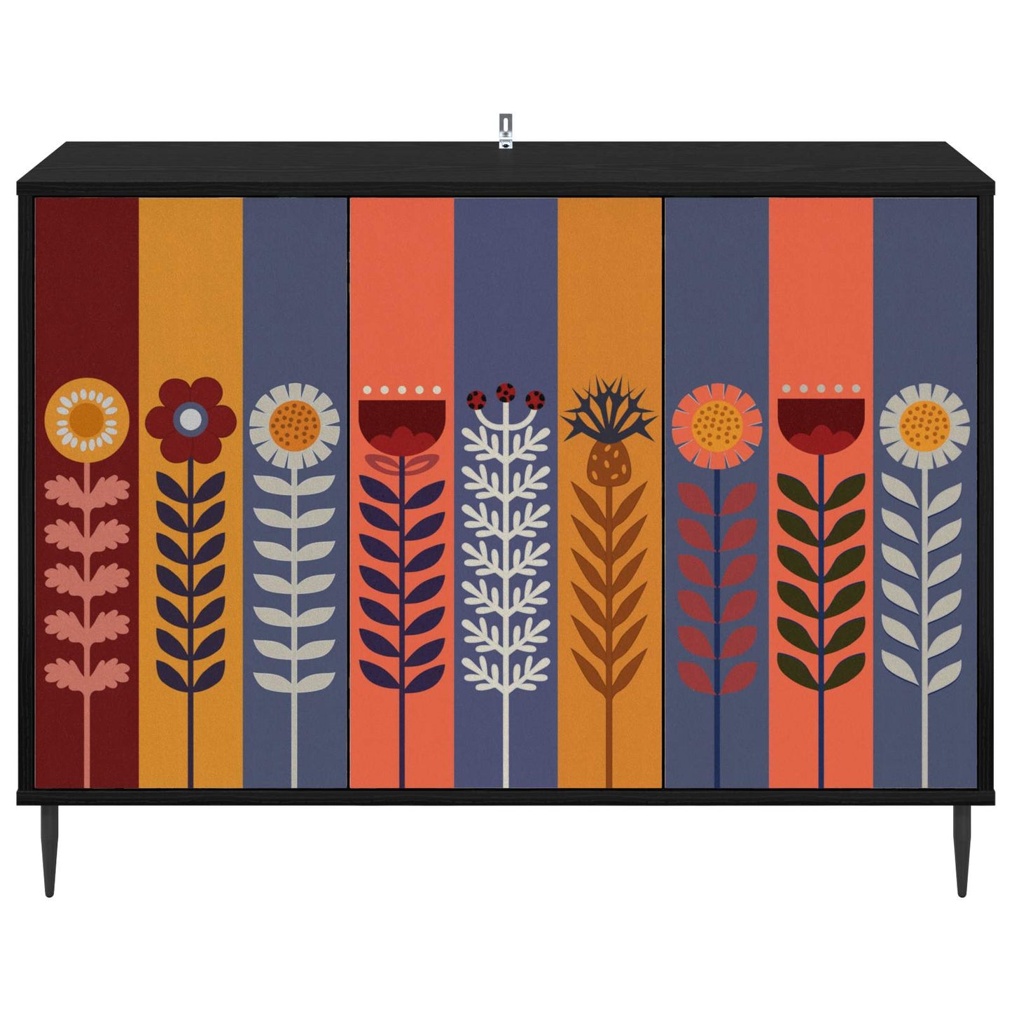 Sideboard ESSEN Sort eg 102 x 33 x 76 cm Konstrueret træ