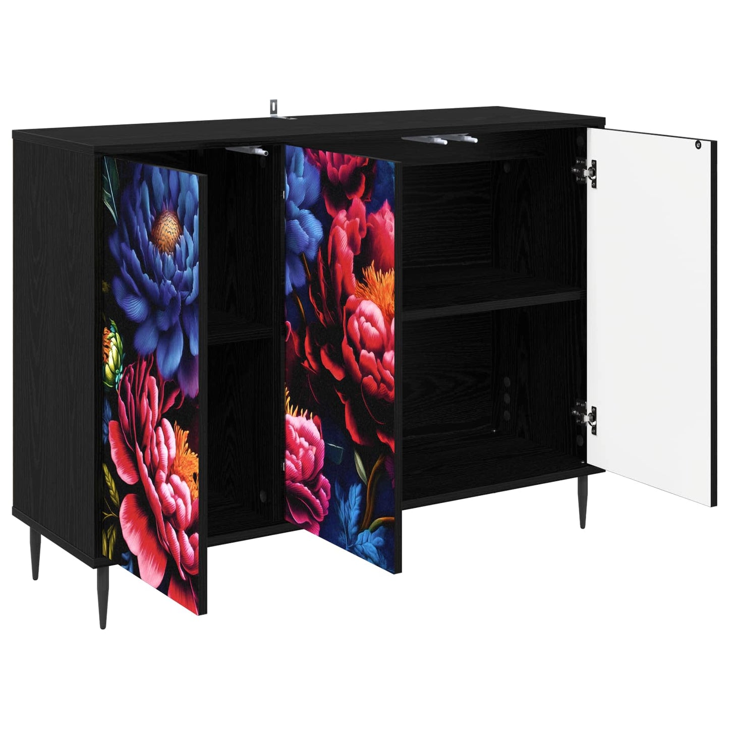 Sideboard KIEL Sort eg 102 x 33 x 76 cm Konstrueret træ