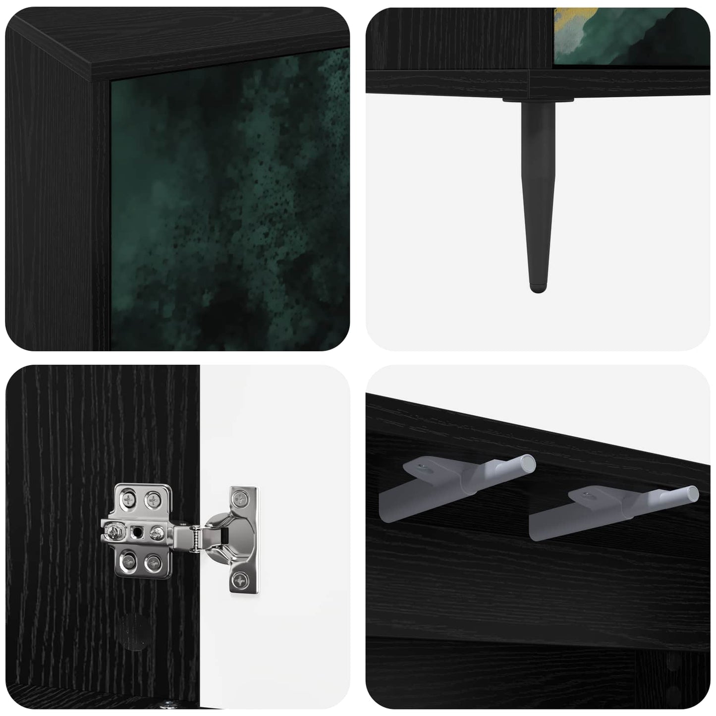TV-skab WIJHE 69 x 33 x 50,5 cm Sort eg Konstrueret træ