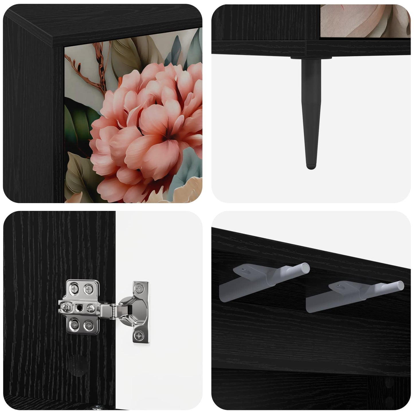 TV-skab BORNE 69 x 33 x 50,5 cm Sort eg Konstrueret træ