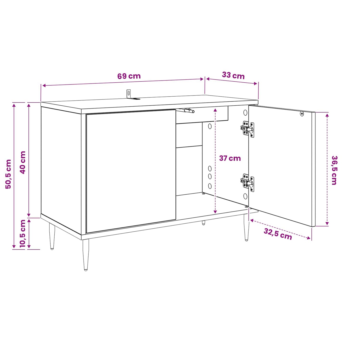 TV-skab GOTHA 69 x 33 x 50,5 cm Sort eg Konstrueret træ