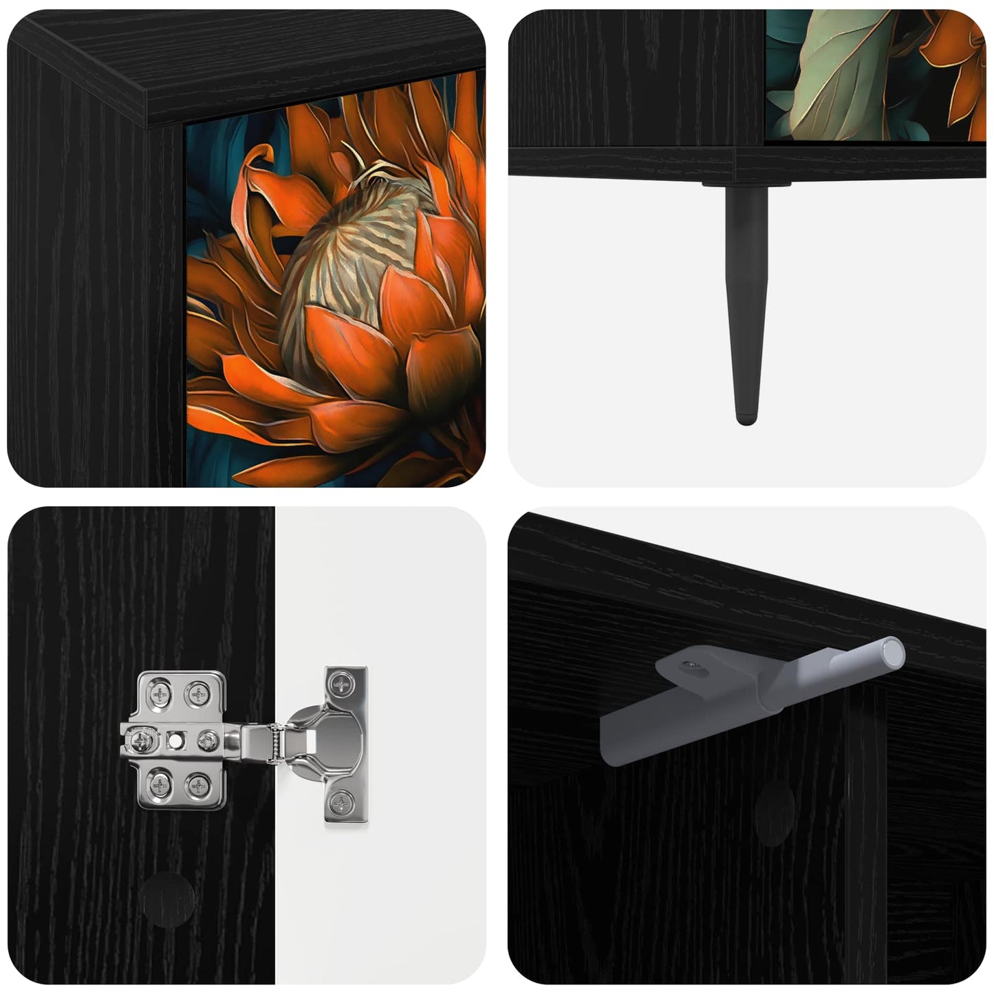 TV-skab LOCHEM 102 x 33 x 51 cm Sort eg Konstrueret træ