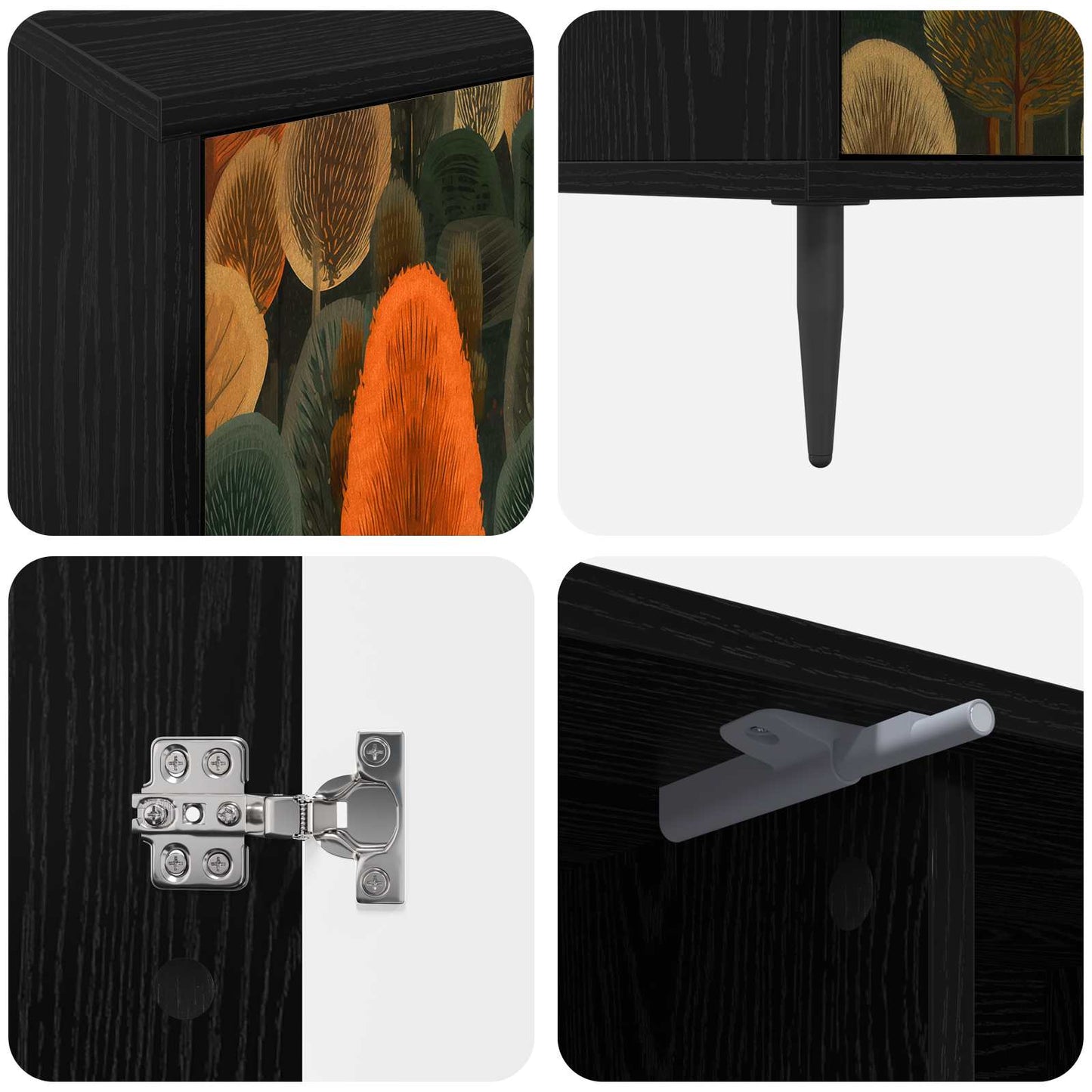 TV-skab ZAANDAM 102 x 33 x 51 cm Sort eg Konstrueret træ