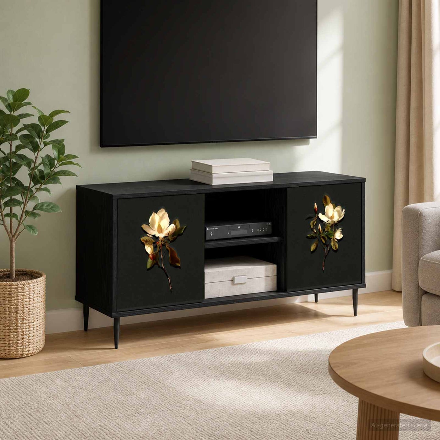 TV-skab BREMEN 102 x 33 x 51 cm Sort eg Konstrueret træ