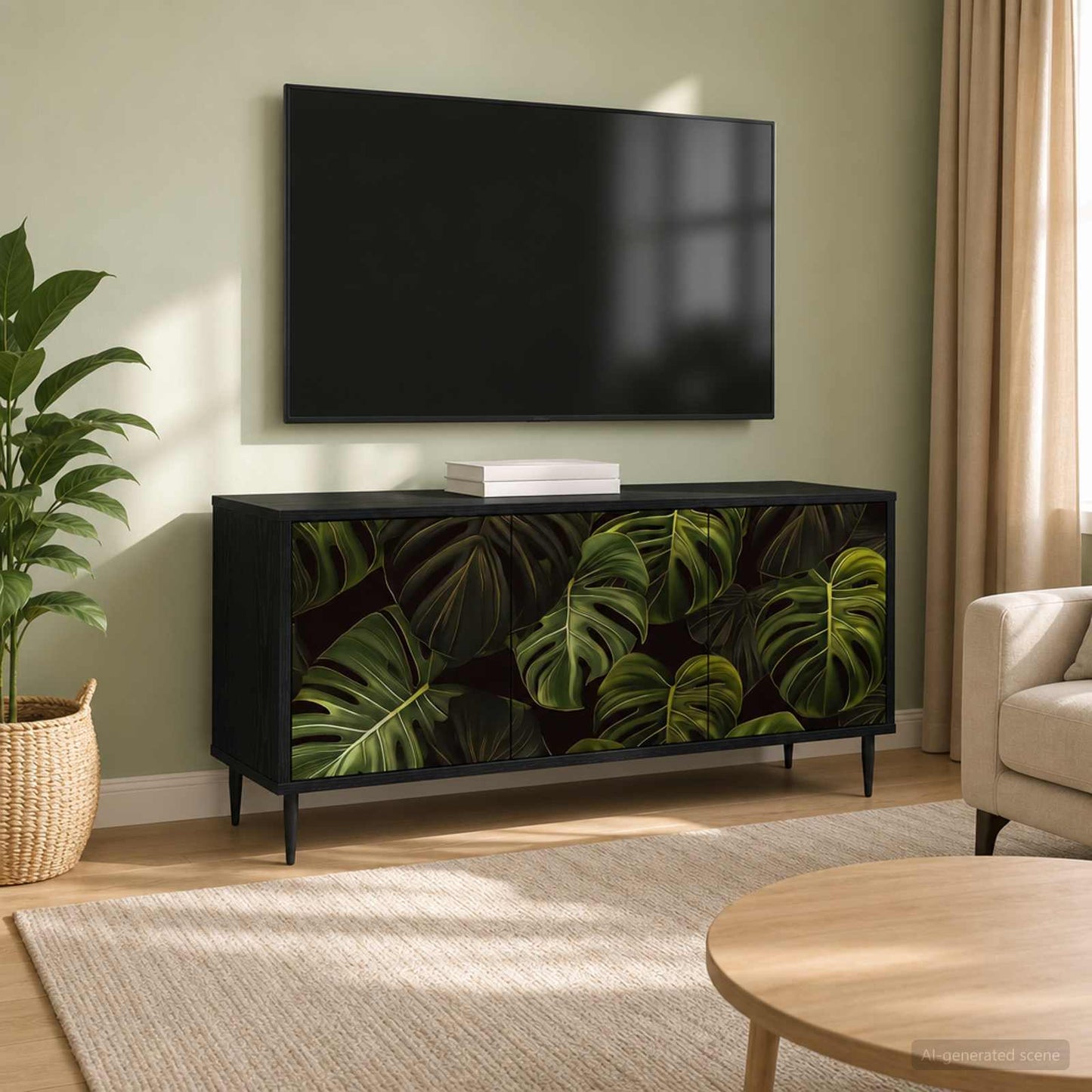TV-skab ELBURG 102 x 33 x 51 cm Sort eg Konstrueret træ