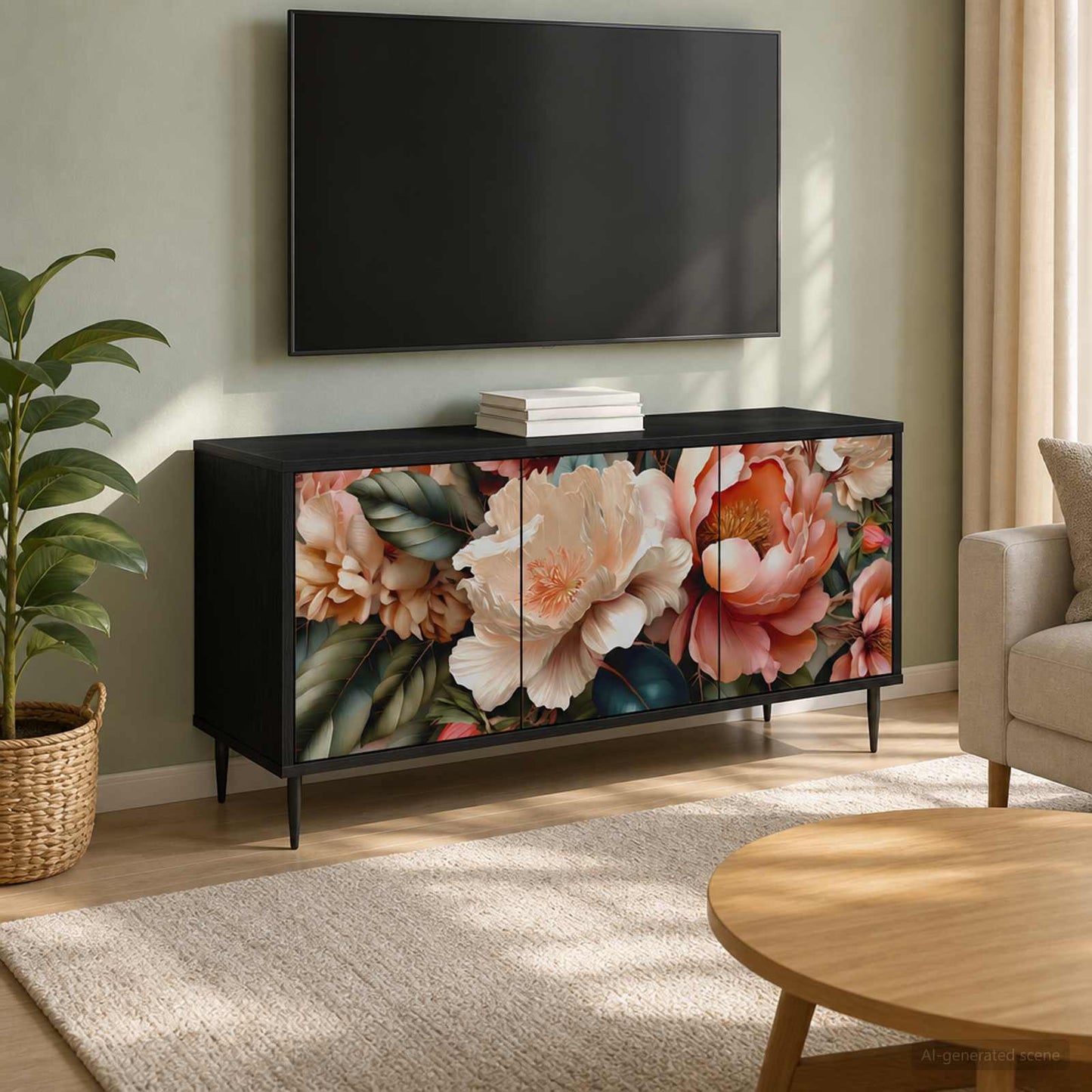 TV-skab BORNE 102 x 33 x 51 cm Sort eg Konstrueret træ