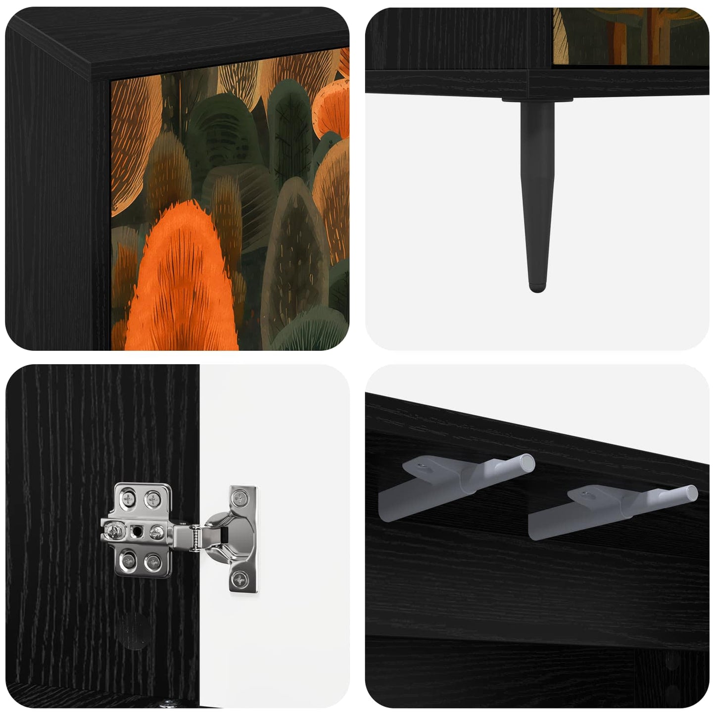 TV-skab ZAANDAM 102 x 33 x 51 cm Sort eg Konstrueret træ