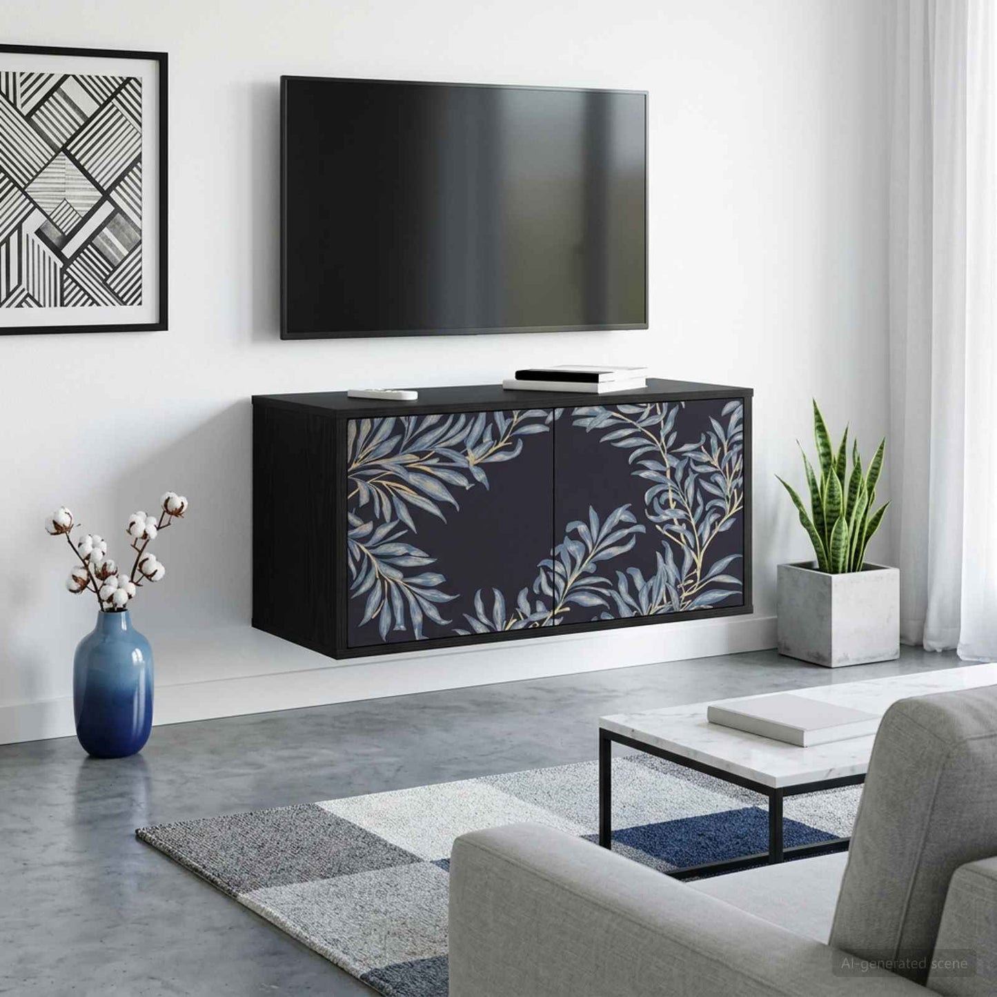 Væghængt TV Skab DOKKUM 69 x 33 x 40 cm Sort eg Konstrueret træ
