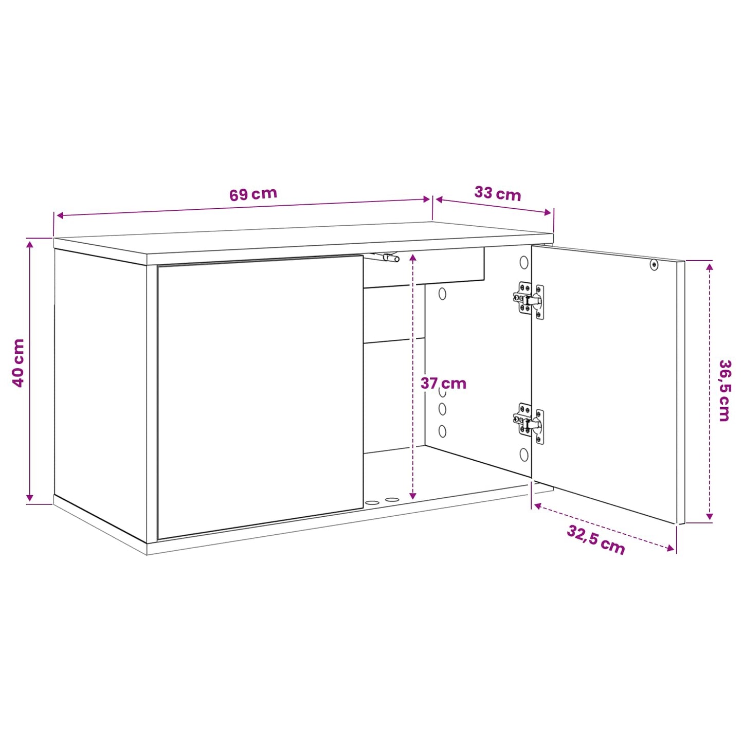 Væghængt TV Skab MAINZ 69 x 33 x 40 cm Sonoma-eg