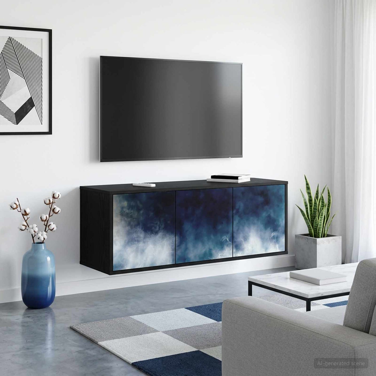 Væghængt TV Skab RAALTE 102 x 33 x 40 cm Sort eg