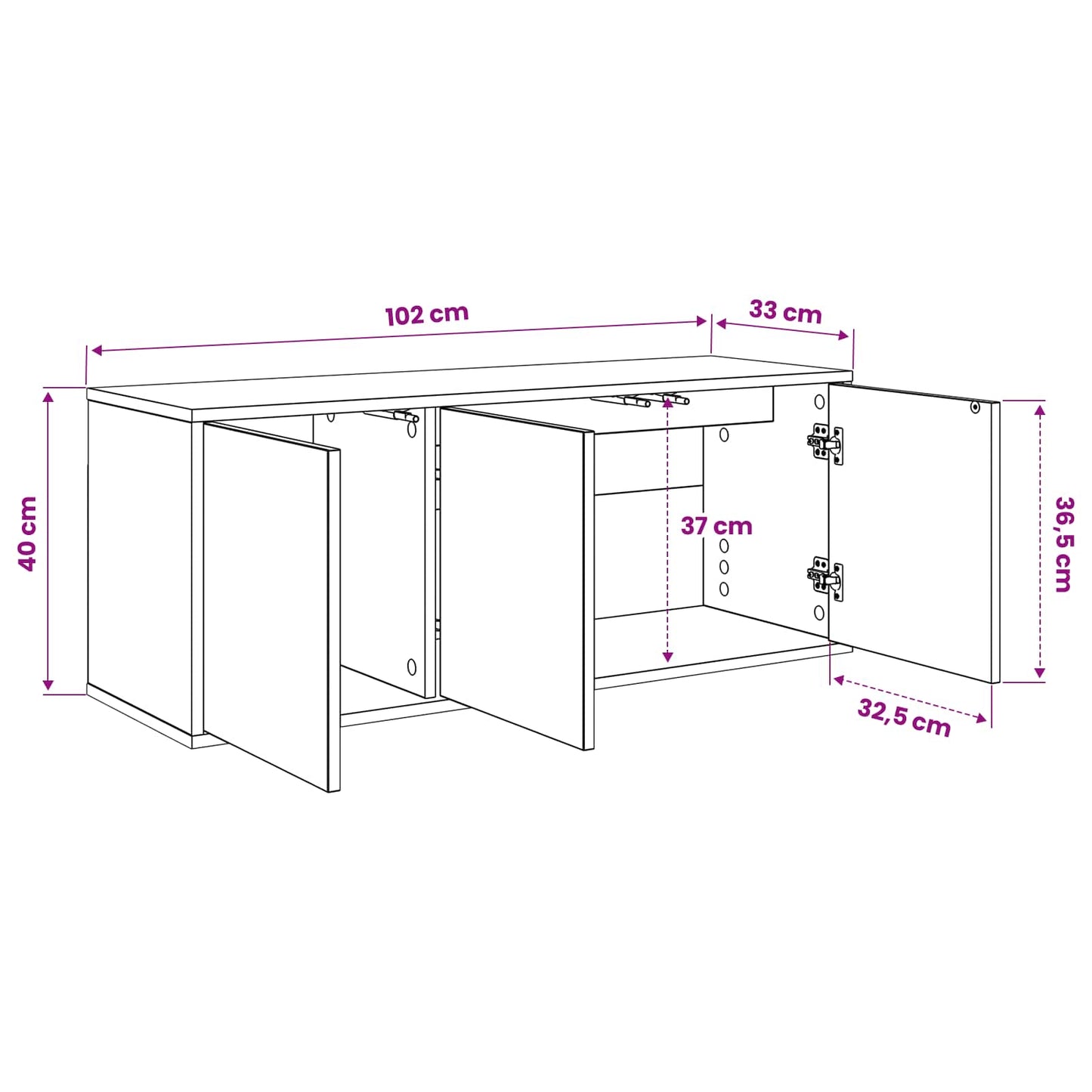 Væghængt TV Skab HEESCH 102 x 33 x 40 cm Sort eg