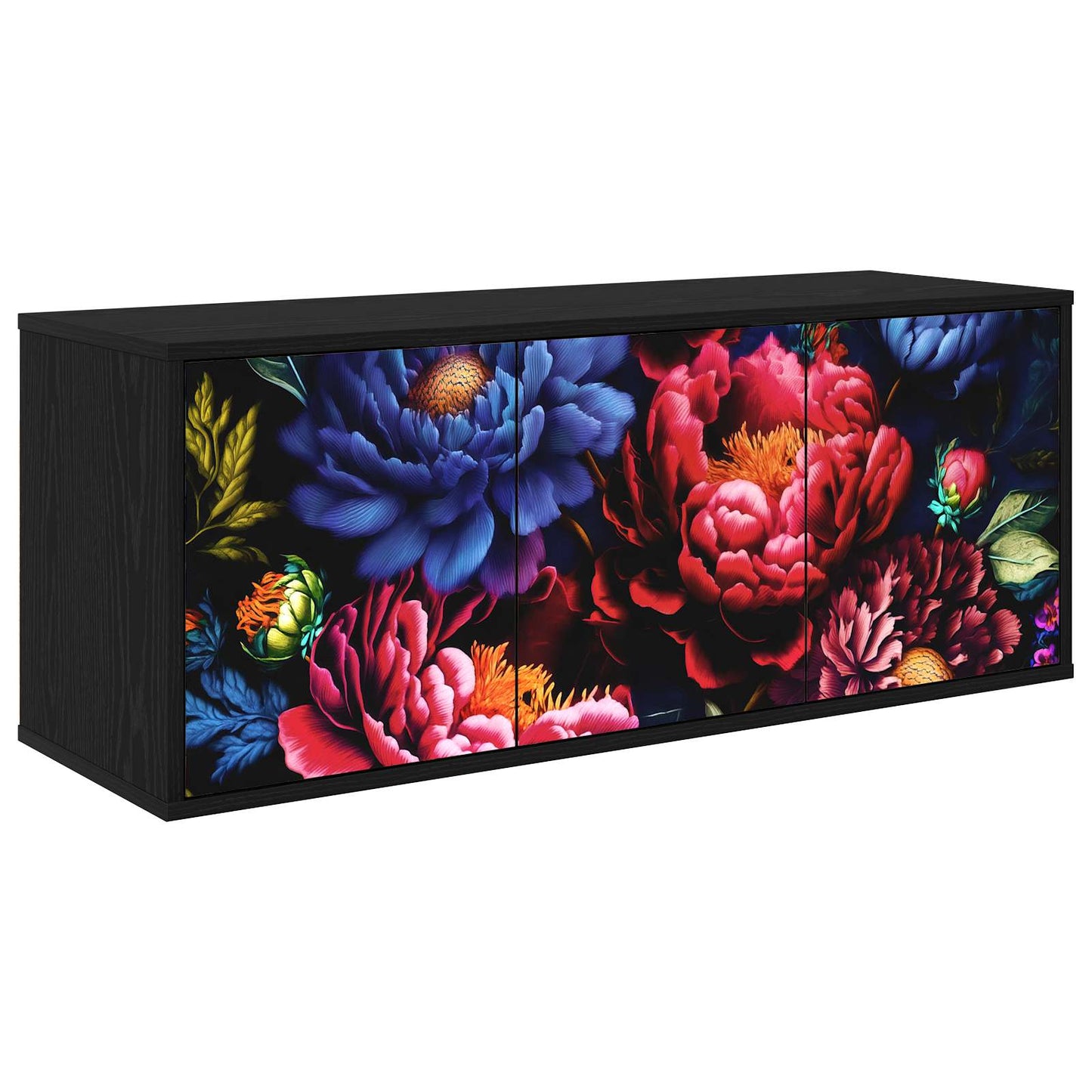 Væghængt TV Skab KIEL 102 x 33 x 40 cm Sort eg Konstrueret træ