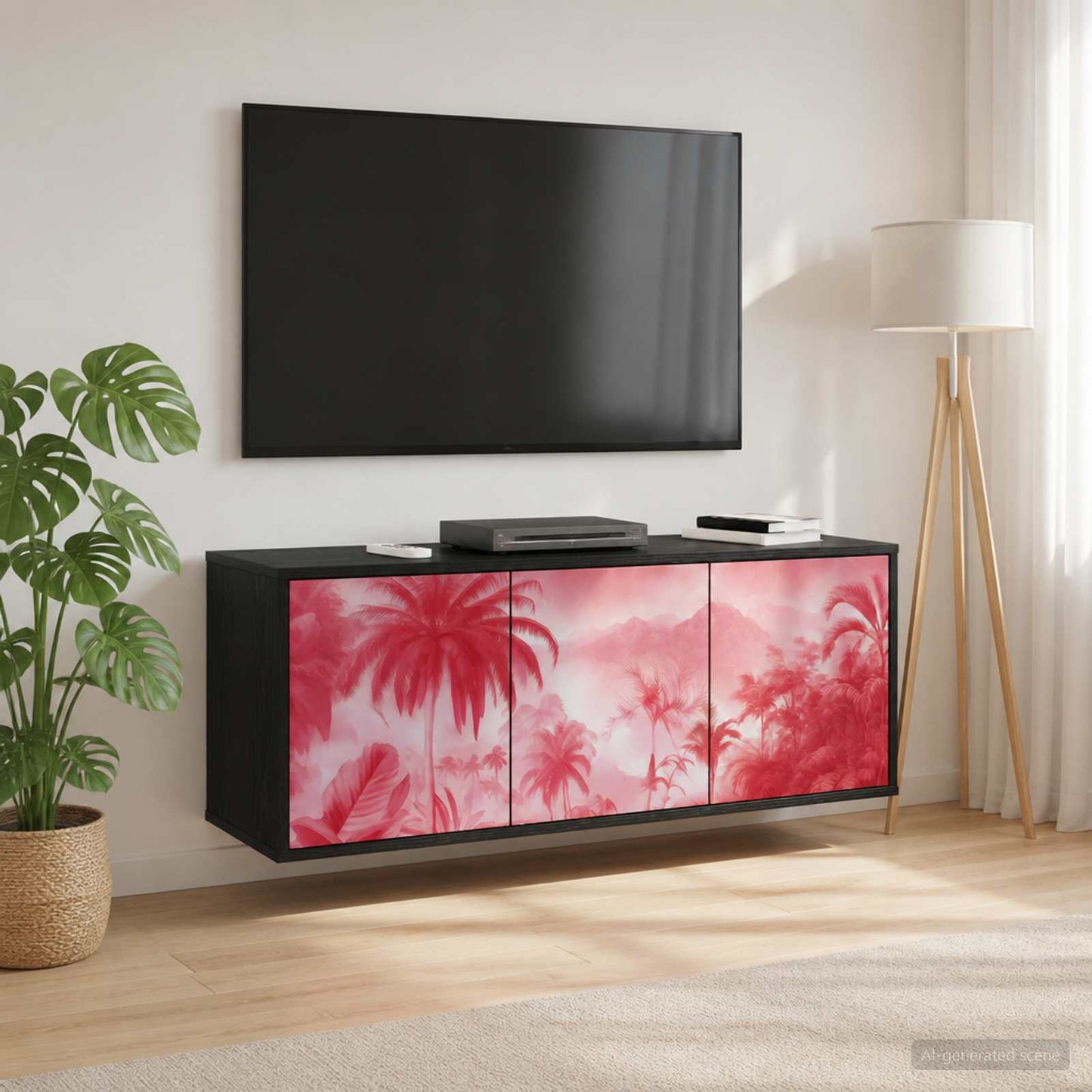 Væghængt TV Skab AACHEN 102 x 33 x 40 cm Sort eg