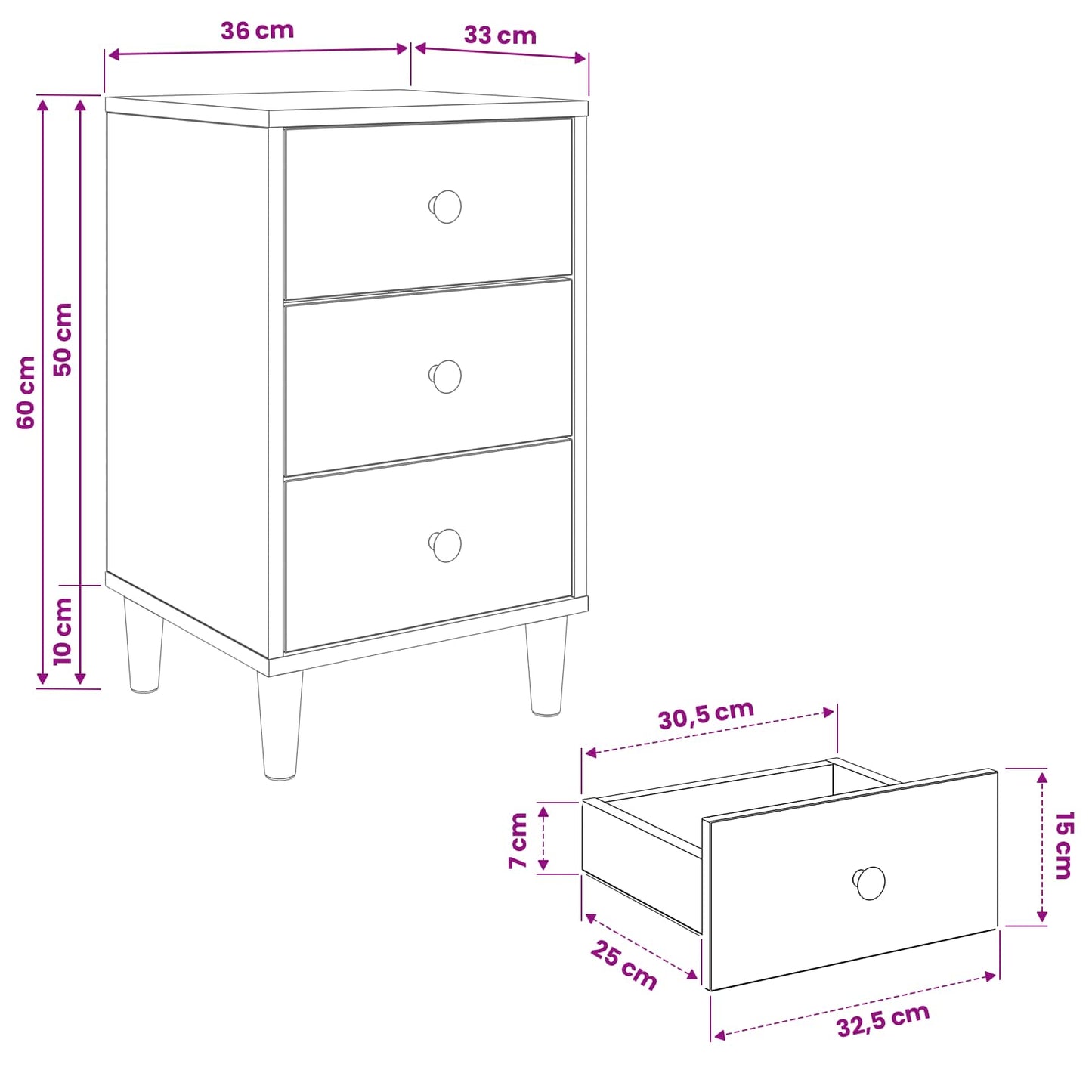 Natskab DOKKUM 2 stk. Sonoma-eg 36 x 33 x 60 cm Konstrueret træ