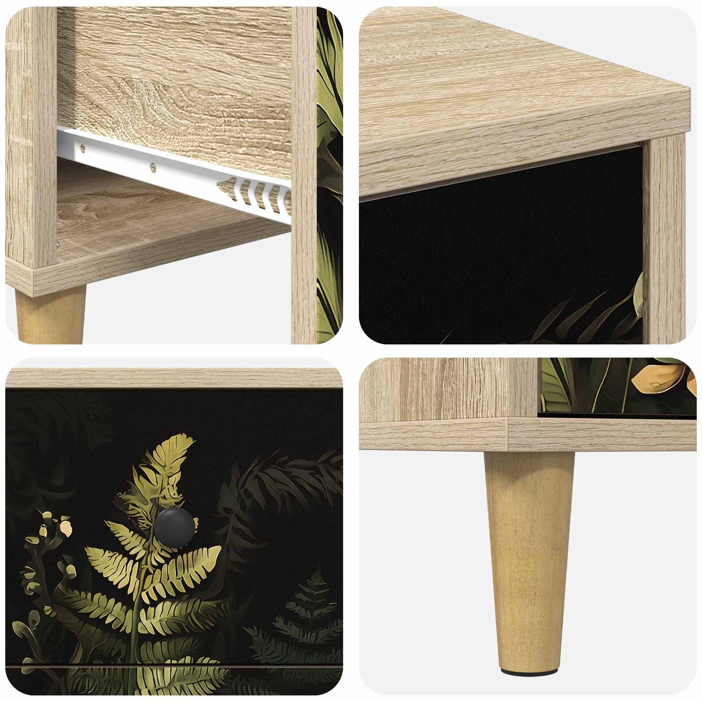 Skuffeskab RHENEN Tropisk jungleprint 66 x 36,5 x 75 cm
