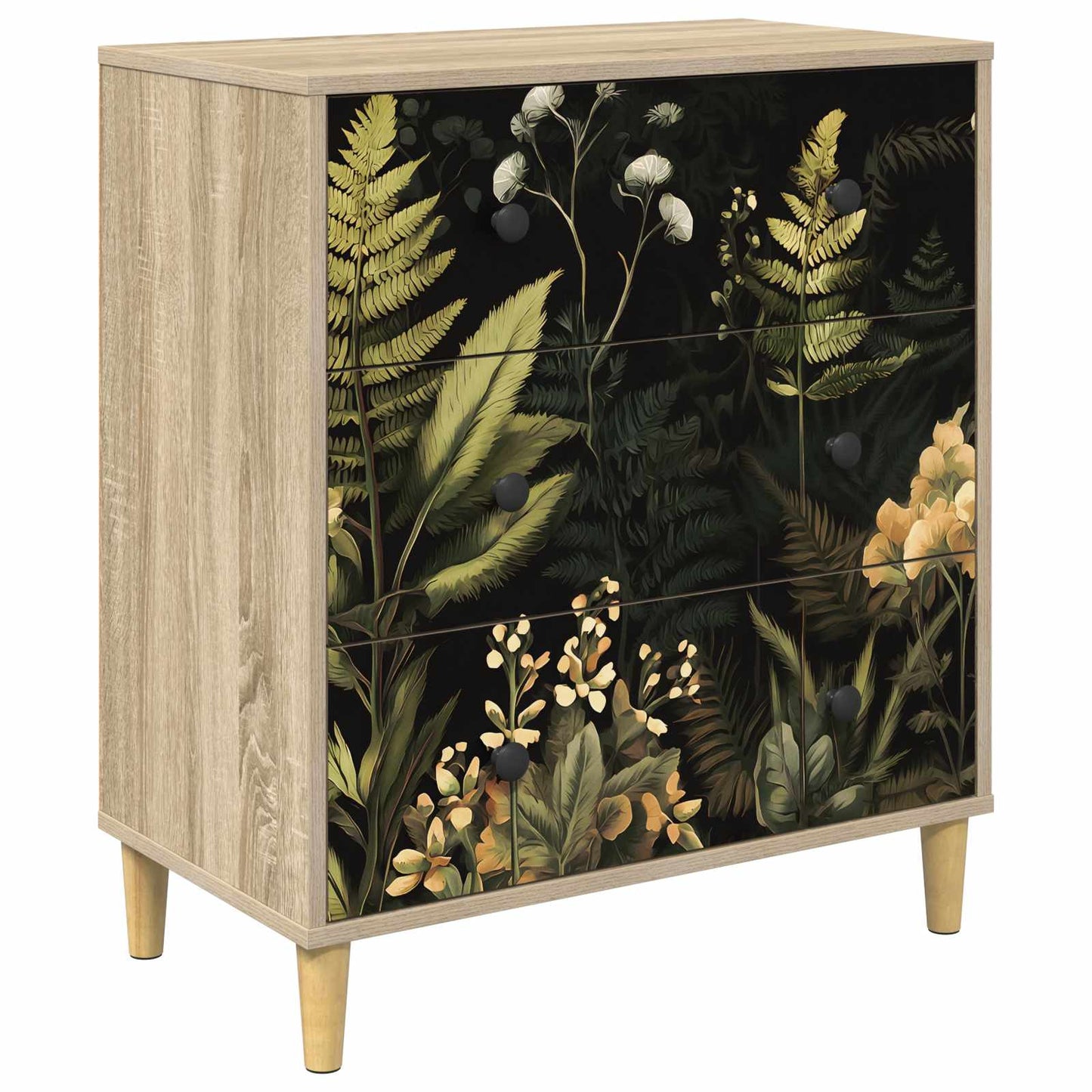Skuffeskab RHENEN Tropisk jungleprint 66 x 36,5 x 75 cm