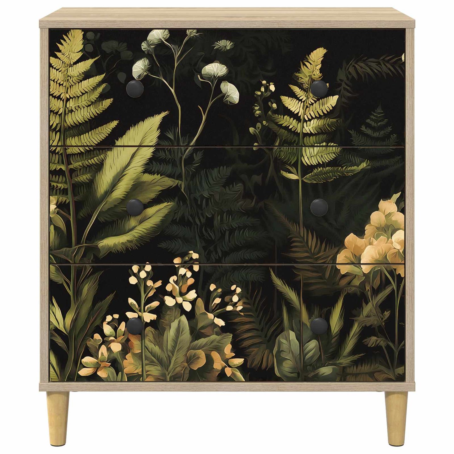 Skuffeskab RHENEN Tropisk jungleprint 66 x 36,5 x 75 cm