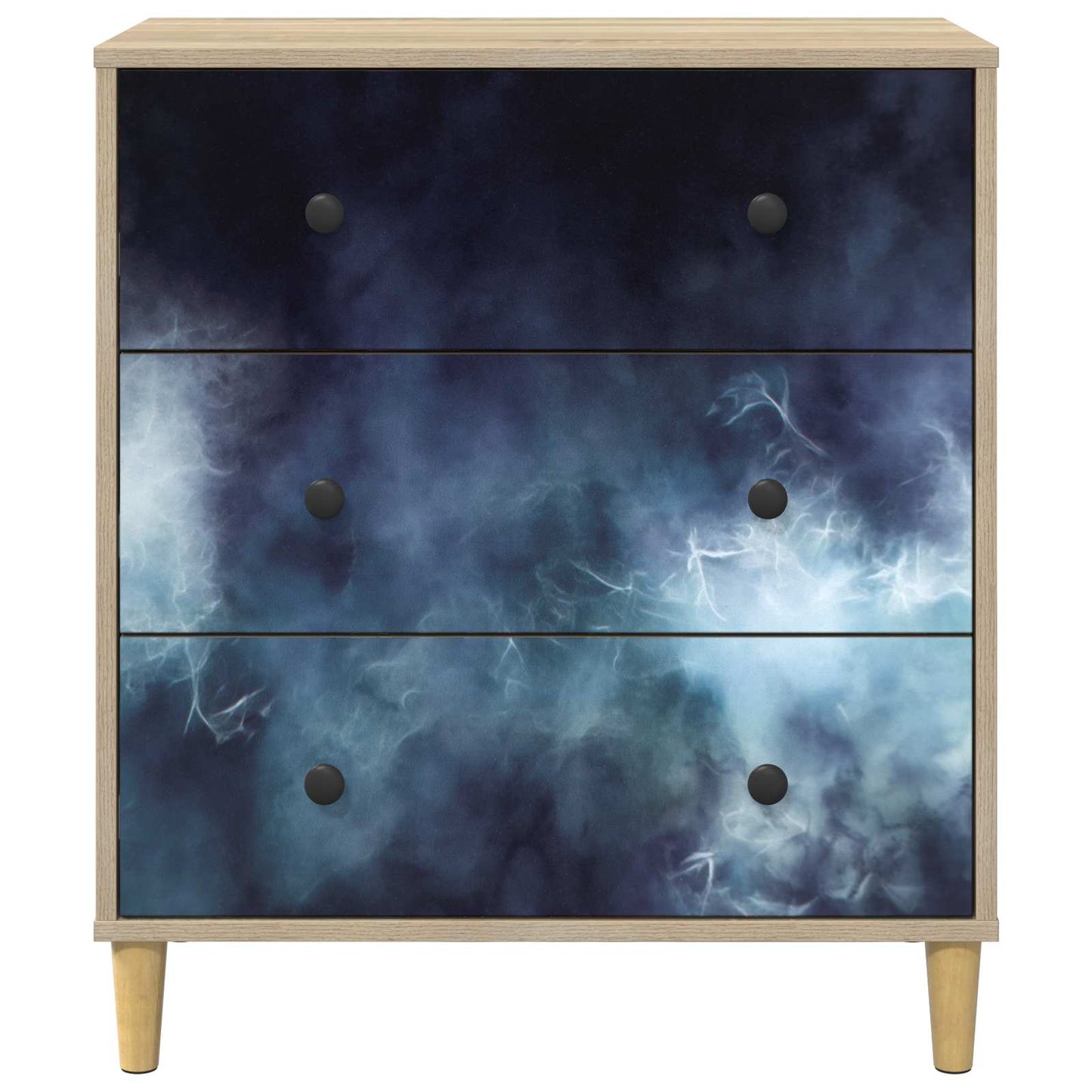 Skuffeskab RAALTE Blå marmorprint 66 x 36,5 x 75 cm Sonoma-eg
