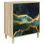 Skuffeskab WIJHE Teal marmorprint 66 x 36,5 x 75 cm Sonoma-eg