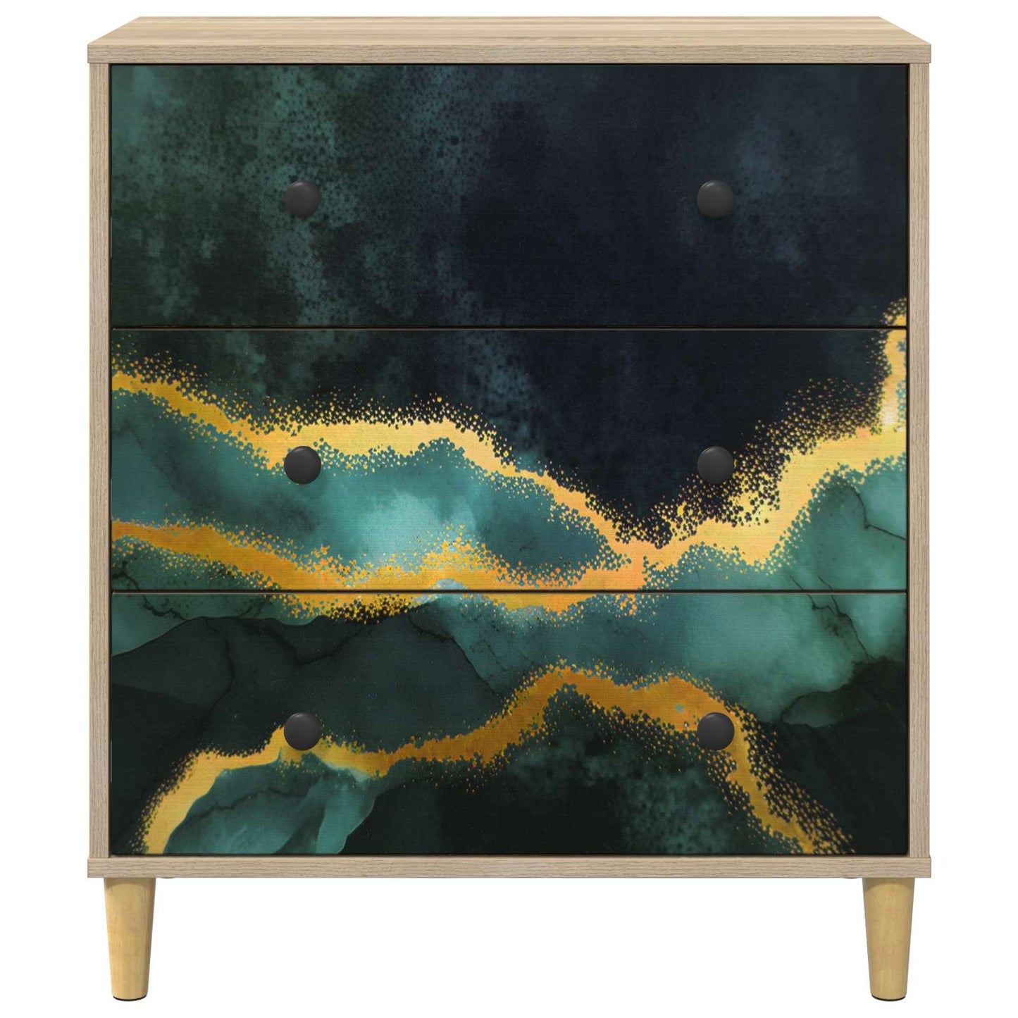 Skuffeskab WIJHE Teal marmorprint 66 x 36,5 x 75 cm Sonoma-eg