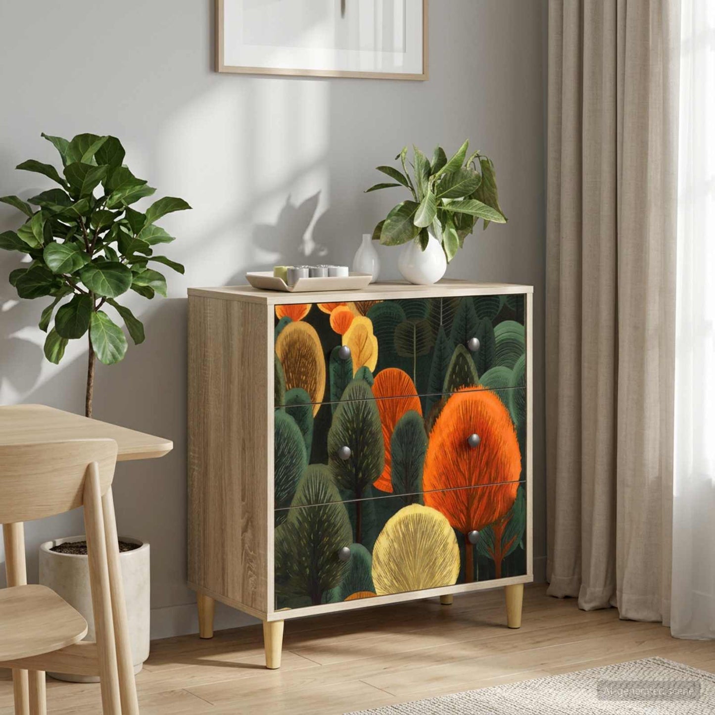 Skuffeskab ZAANDAM Skovtryk 66 x 36,5 x 75 cm Konstrueret træ