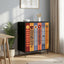 Skuffeskab ESSEN Solblomstprint 66 x 36,5 x 76 cm Sort eg