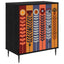 Skuffeskab ESSEN Solblomstprint 66 x 36,5 x 76 cm Sort eg