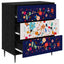 Skuffeskab MAINZ Blomsterprint 66 x 36,5 x 76 cm Sort eg