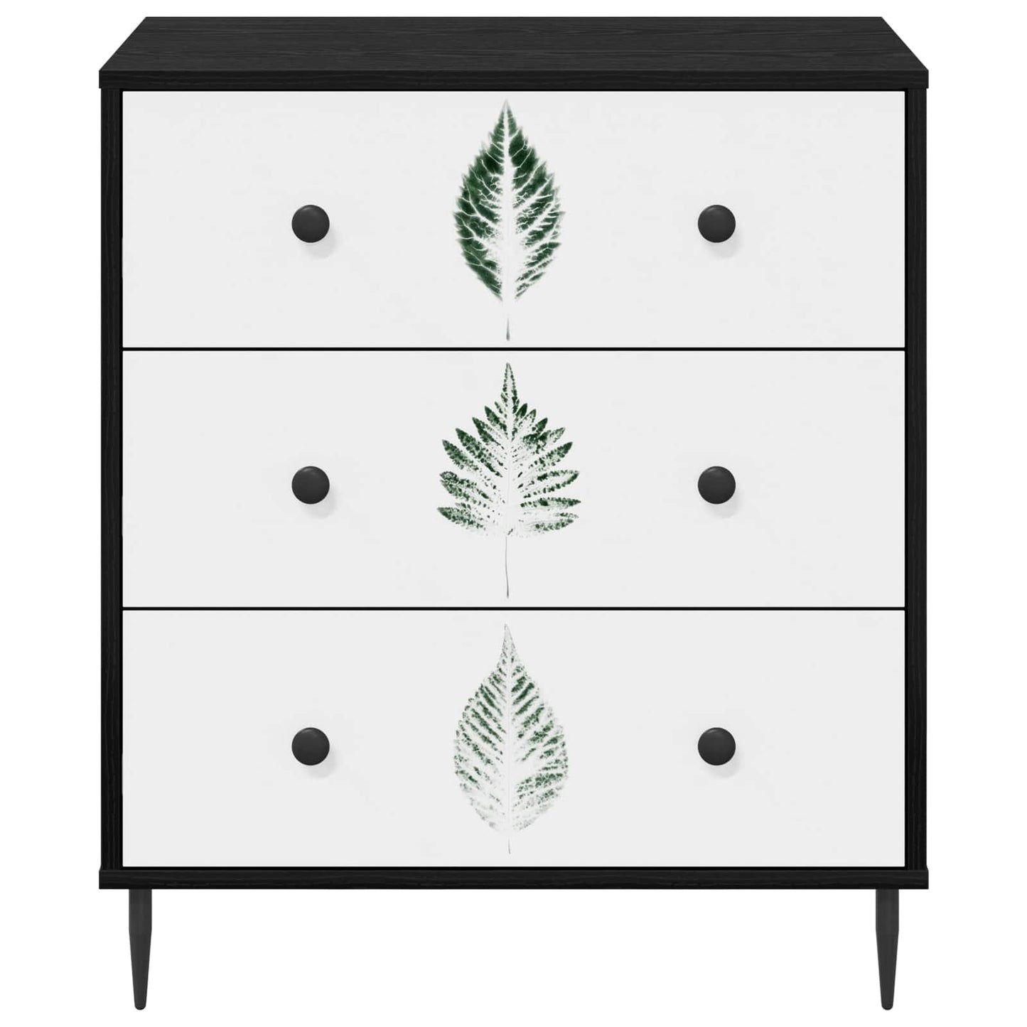 Skuffeskab HANAU Grøn bladmønster 66 x 36,5 x 76 cm Sort eg