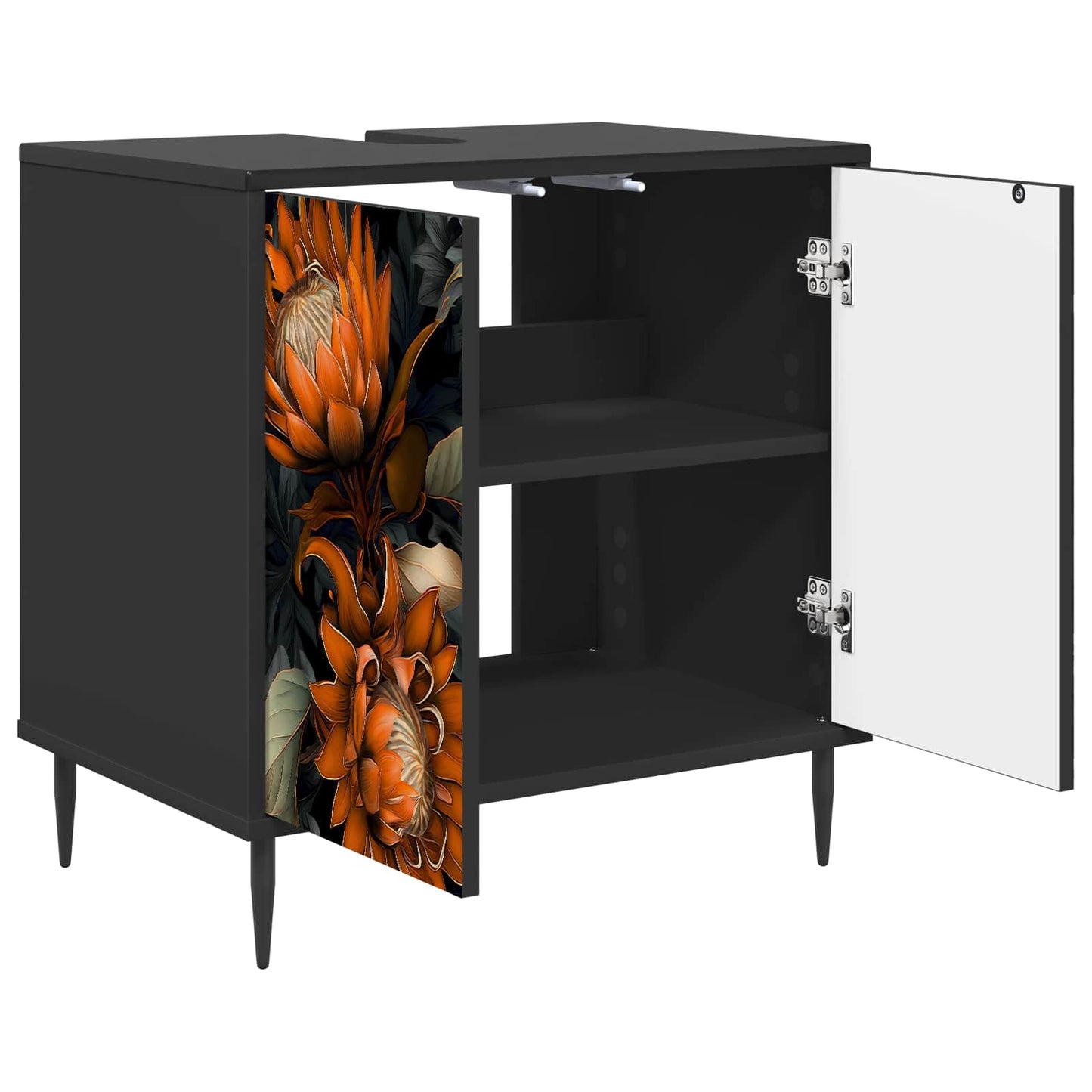 Badeværelsesskab LOCHEM Sort eg 60 x 40 x 61 cm Konstrueret træ