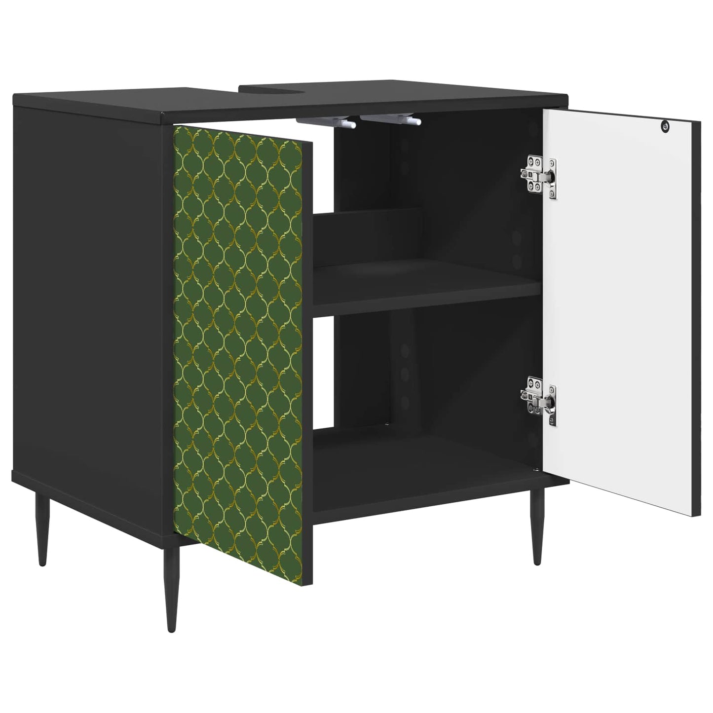 Badeværelsesskab GELEEN Sort eg 60 x 40 x 61 cm Konstrueret træ