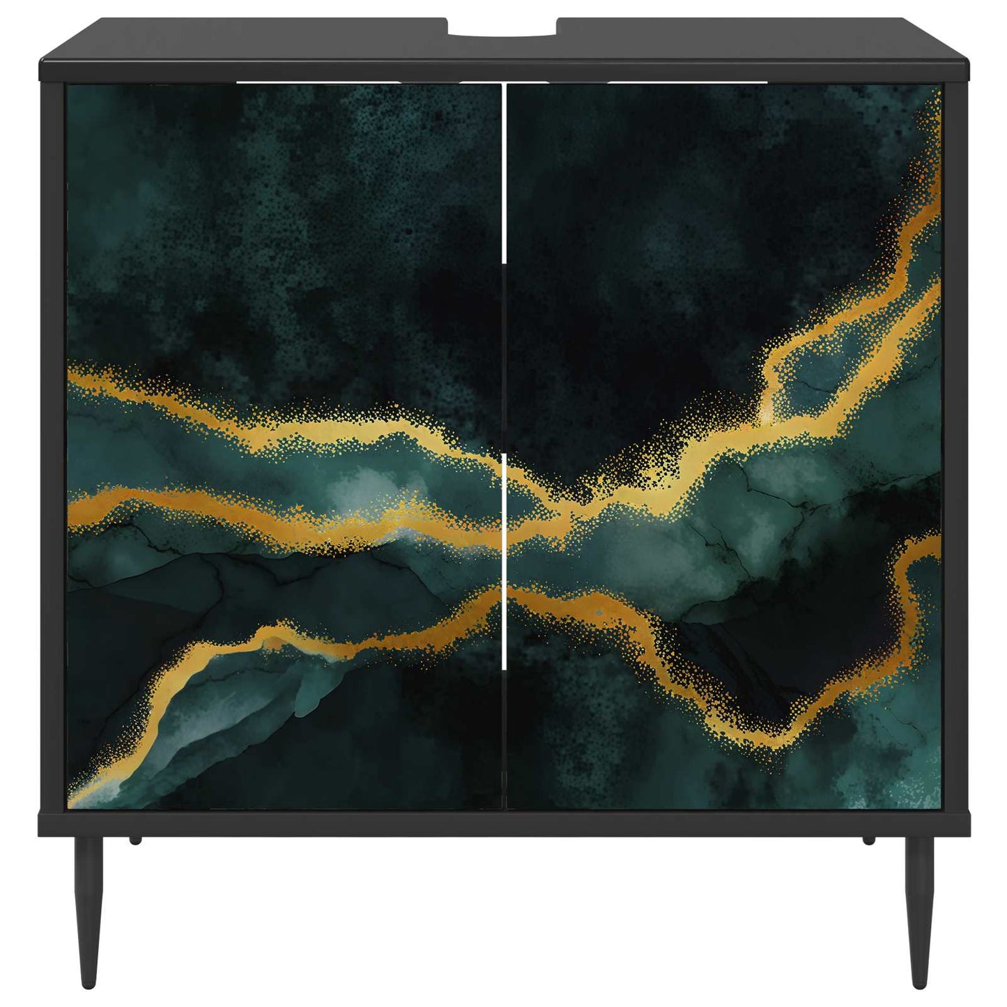 Badeværelsesskab WIJHE Sort eg 60 x 40 x 61 cm Konstrueret træ