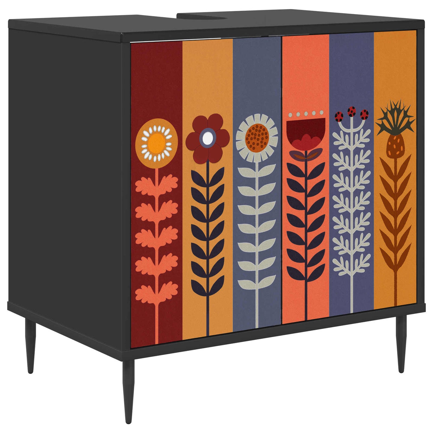Badeværelsesskab ESSEN Sort eg 60 x 40 x 61 cm Konstrueret træ
